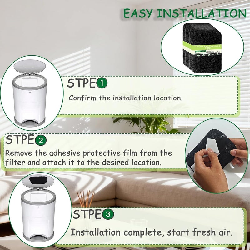 LOSUIN 8 Pack Carbon Diaper Pail Deodorizer Filter,Coconut Odor Absorber Activated Carbon Filter Compatible with Dekor Classi/Plus Diaper Pail,Keeping House Air Fresh - Image 5